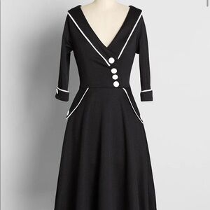 ModCloth Black and White Movies Midi Dress